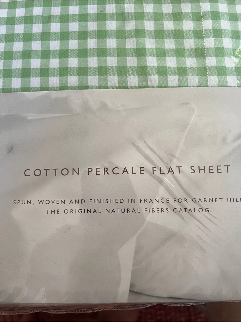 NIB Garbet Hill Bright Green Gingham Twin Flat sheet 100% cotton 0265 Mead Green